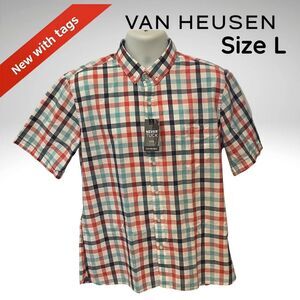 Van Heusen “Never Tuck” Men’s Button-Down Shirt – Size L – NWT
